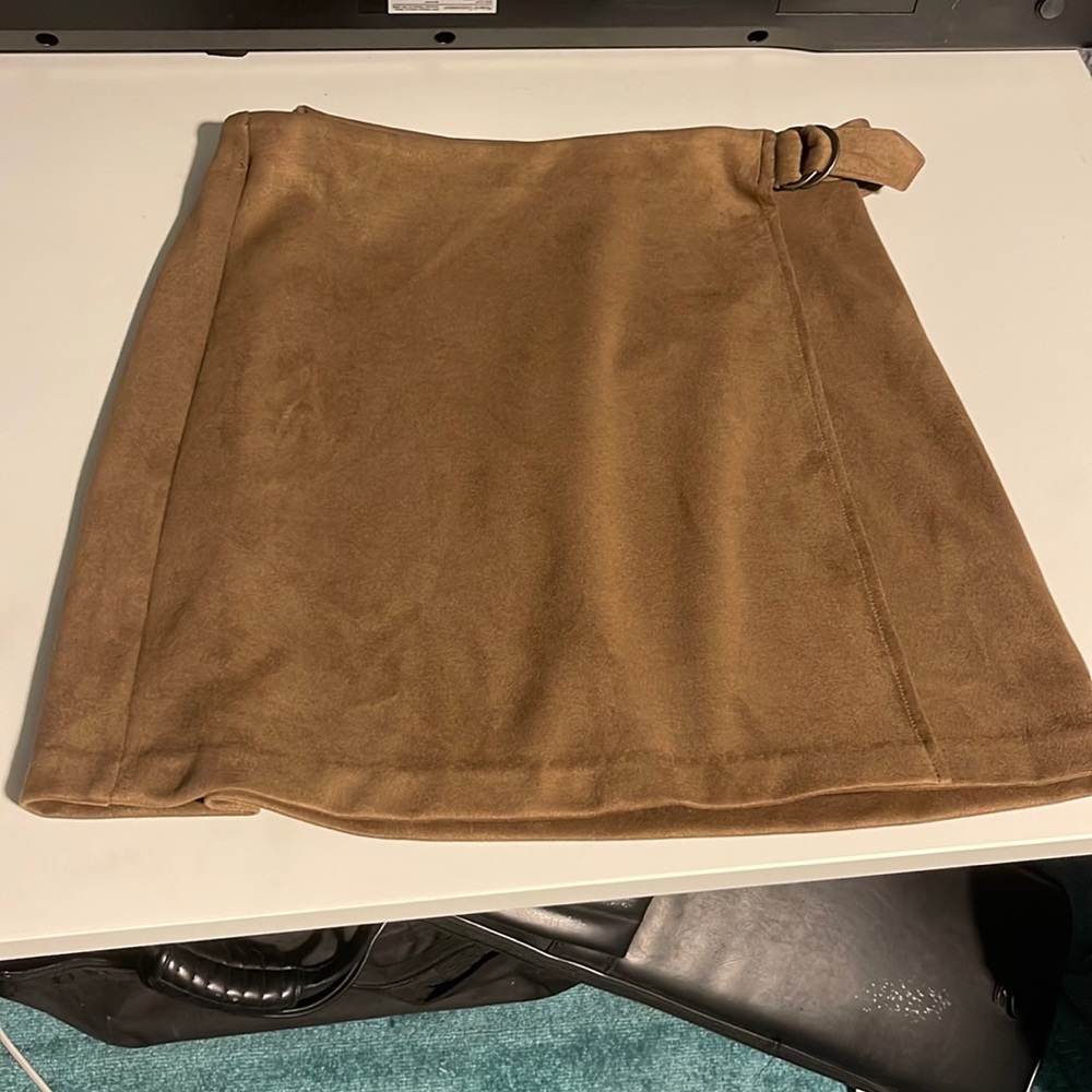 Banana Republic Faux Suede Brown Wrap Skirt